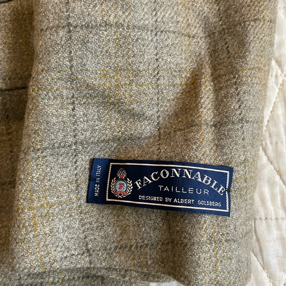 Faconnable Hand Made in Italy Vintage Check Cashmere Blend Jacket Size‎ 48 R NWT